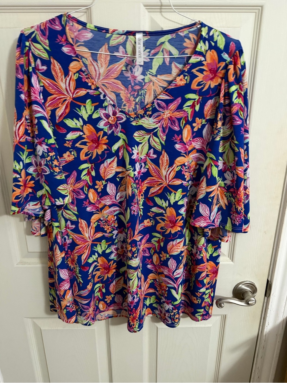 Dear Scarlett Floral V-Neck Swim Cover-Up in Navy Blue